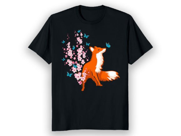 Cherry Flower Fox Graphic T-Shirt Design: A Versatile Design Asset