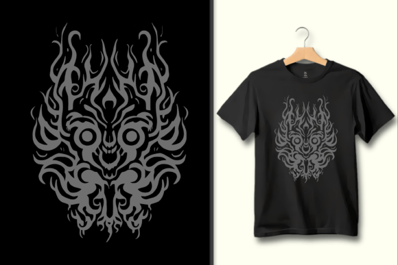 Fiery Skull Grayscale PNG Graphic Art for Bold Design