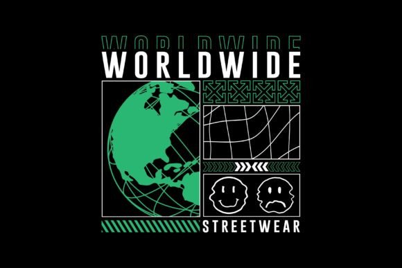 Futuristic Worldwide Graphic Tee Design: Urban Streetwear Collection
